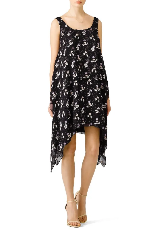 Stay Ahead In Style Gestures Burnout Handkerchief Dress In Black