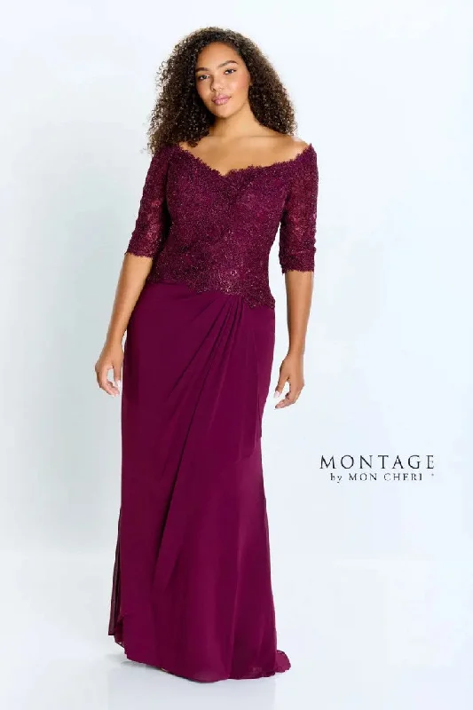 Women's Seasonal Apparel Montage 220942 Long Evening Gown Fit Lace Formal Dress