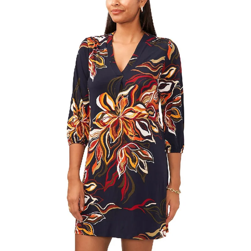 Fashionable Casual Tops MSK Womens Floral Print Above Knee Mini Dress