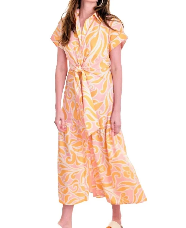Seasonal Fashion Tara Tie Front Dress In Coral