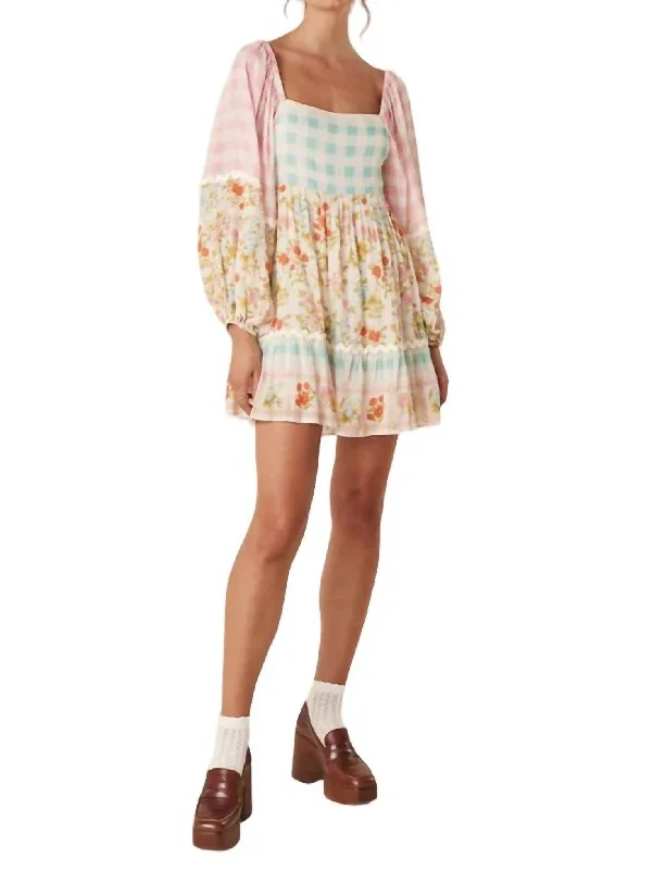 Vintage Elegance Flora Tunic Dress In Pastel