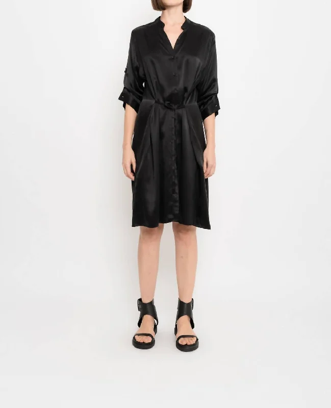 Minimalist Women's Fashion Clothing Apricot Dress In Black
