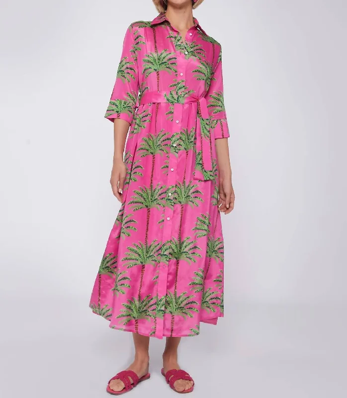 Fashion Sale Natalie Dress In Pink Palm Tree