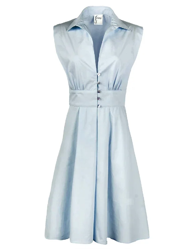Crazy Price Slashing Lady Like Dress In Ice Blue Watercloth