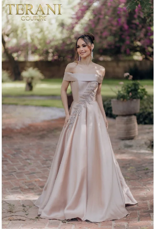 Trendy Women's Apparel for All Seasons Terani Couture 232M1512 Prom Long Formal Pleated Ball Gown