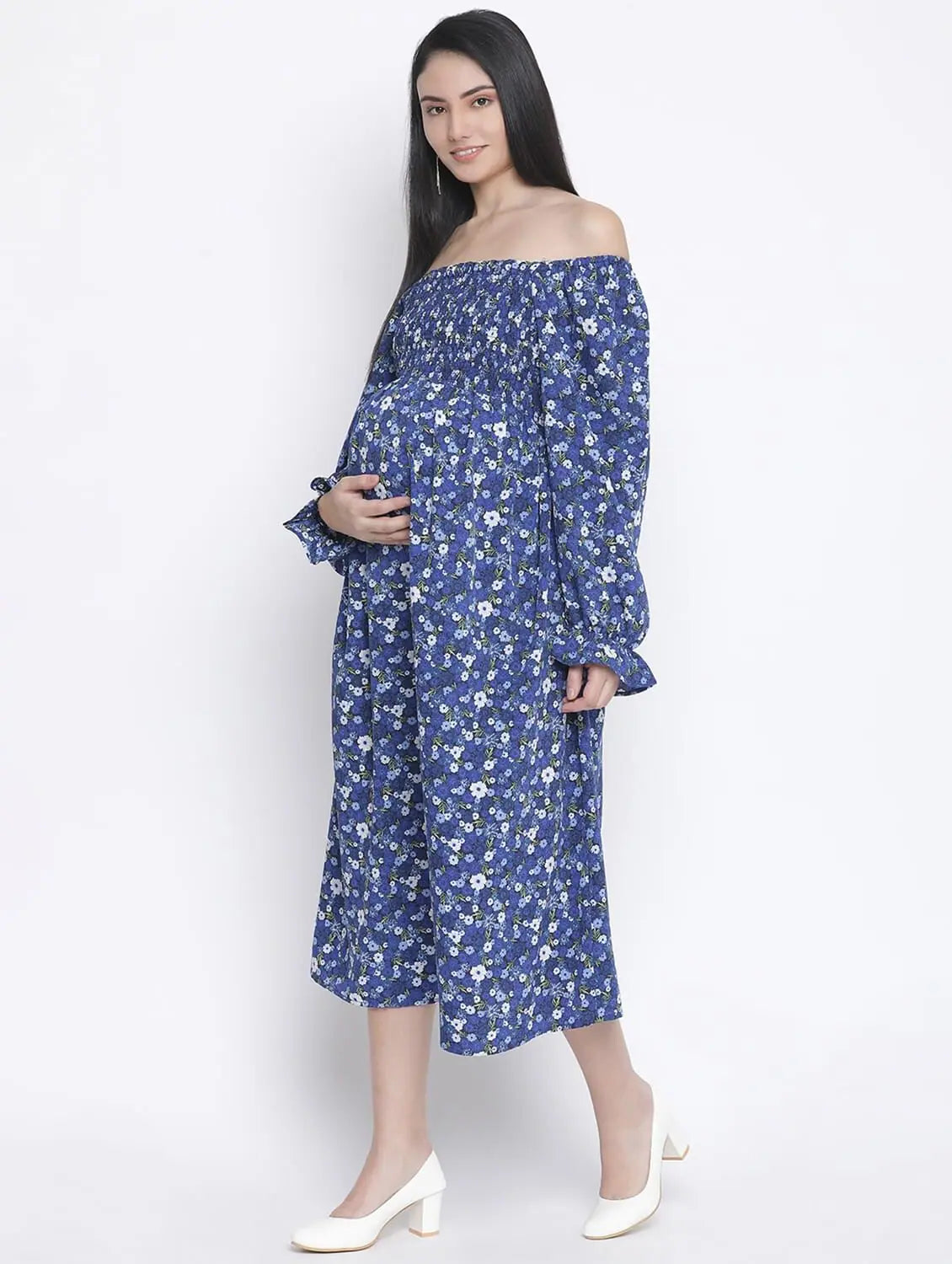 Women's Clothing for All Occasions Designer Floral Print Off-Shoulder Maternity Dress Women's Clothing for All Occasions Designer Floral Print Off-Shoulder Maternity Dress