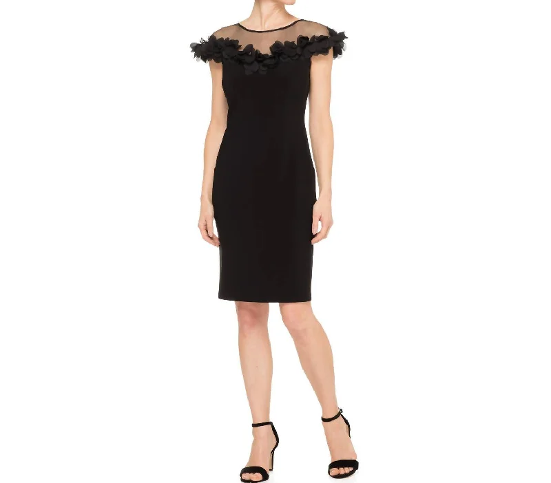 Comfort Centric Apparel Elegant Cocktail Dress In Black