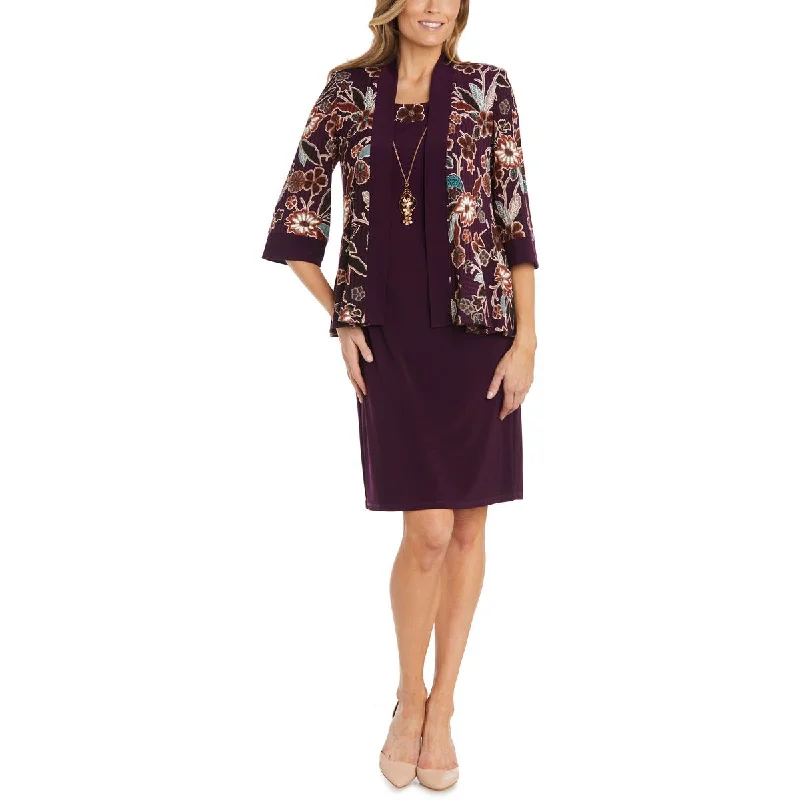 Women's Clothing For Special Occasions R&M Richards Womens Floral Print Knee-Length Two Piece Dress