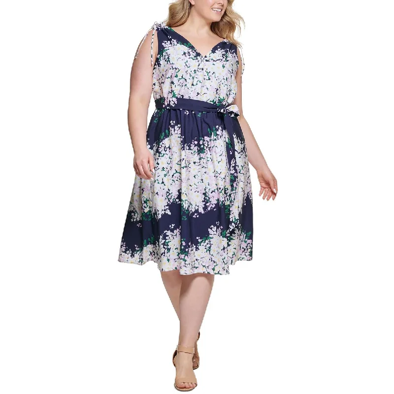 Trendy Women's Outfits for Casual Wear Vince Camuto Womens Plus Floral Print Midi Fit & Flare Dress Trendy Women's Outfits for Casual Wear Vince Camuto Womens Plus Floral Print Midi Fit & Flare Dress