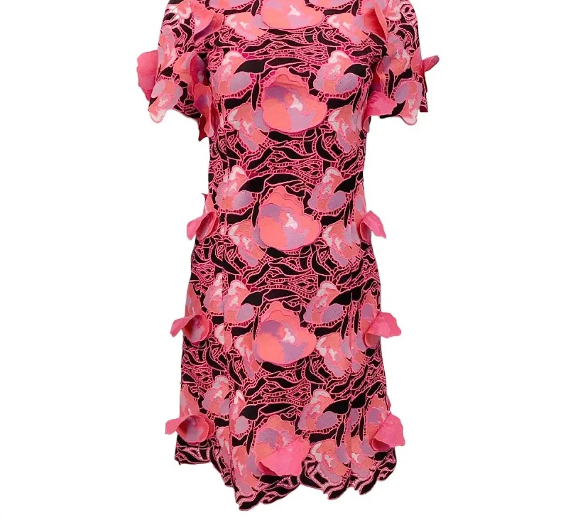Fashion Forward Punk Applique Dress In Red-Pink