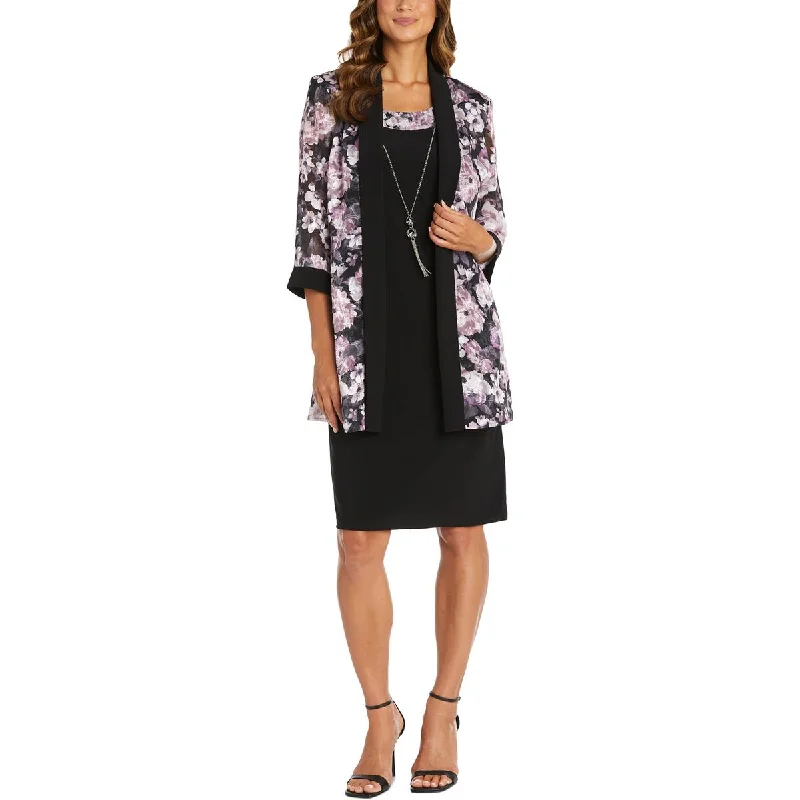 Charming Everyday Clothing For Women R&M Richards Womens Petites Floral Print Jacket Two Piece Dress Charming Everyday Clothing For Women R&M Richards Womens Petites Floral Print Jacket Two Piece Dress