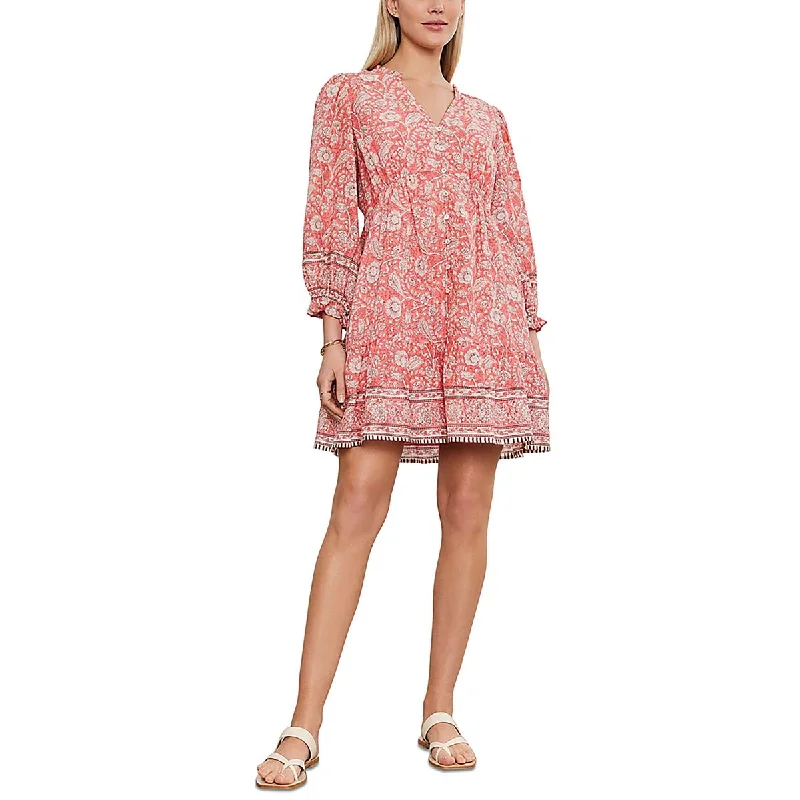 Women's Trendy Casual Clothes VELVET BY GRAHAM & SPENCER Womens Floral Print Cotton Shirtdress