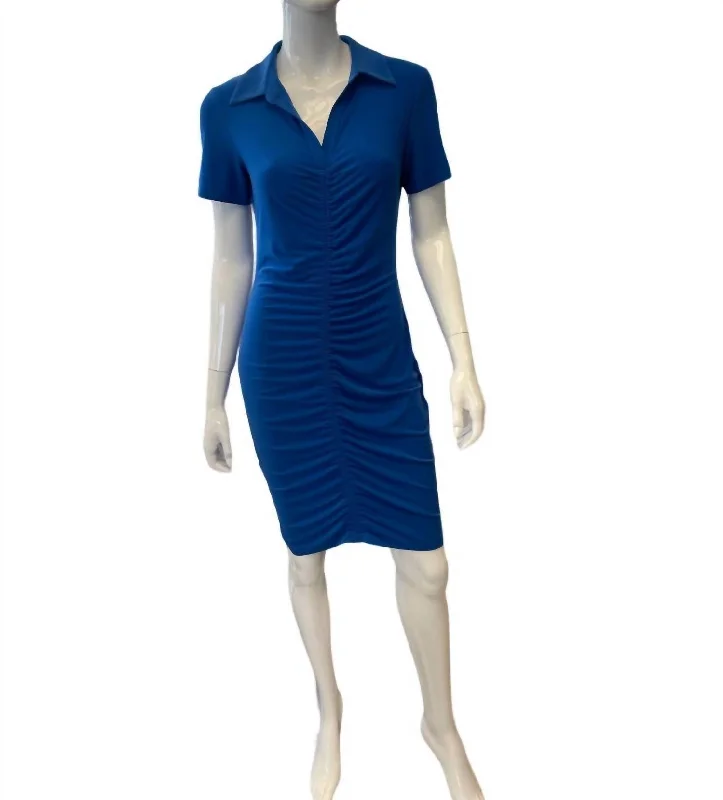 Sale Clearance A-Line Polo Dress In Blue