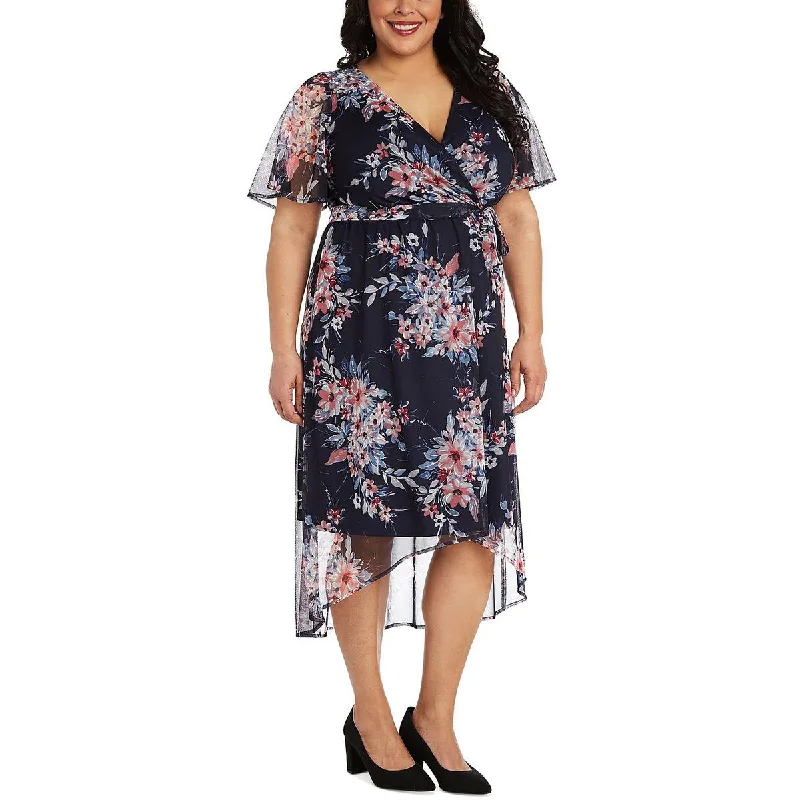 Women's Vintage-Inspired Clothing R&M Richards Womens Plus Floral Faux Wrap Midi Dress Women's Vintage-Inspired Clothing R&M Richards Womens Plus Floral Faux Wrap Midi Dress