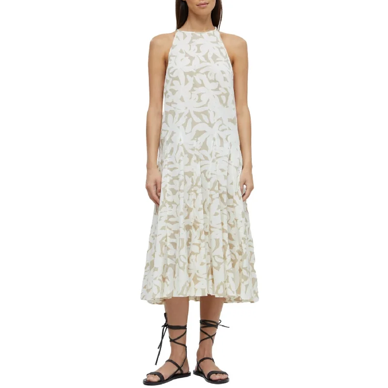 Budget Friendly Godet Dress In Grain Begie