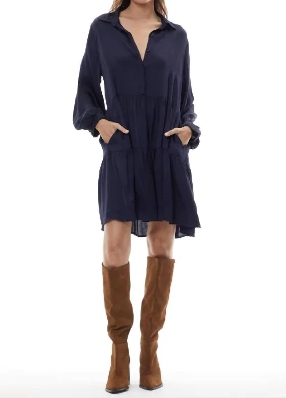 Unique Women's Fashion Pieces Brooks Silky Dress In Midnight Wash