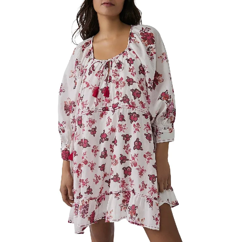 Plus Size Women's Fashion Free People Womens Cotton Floral Print Mini Dress