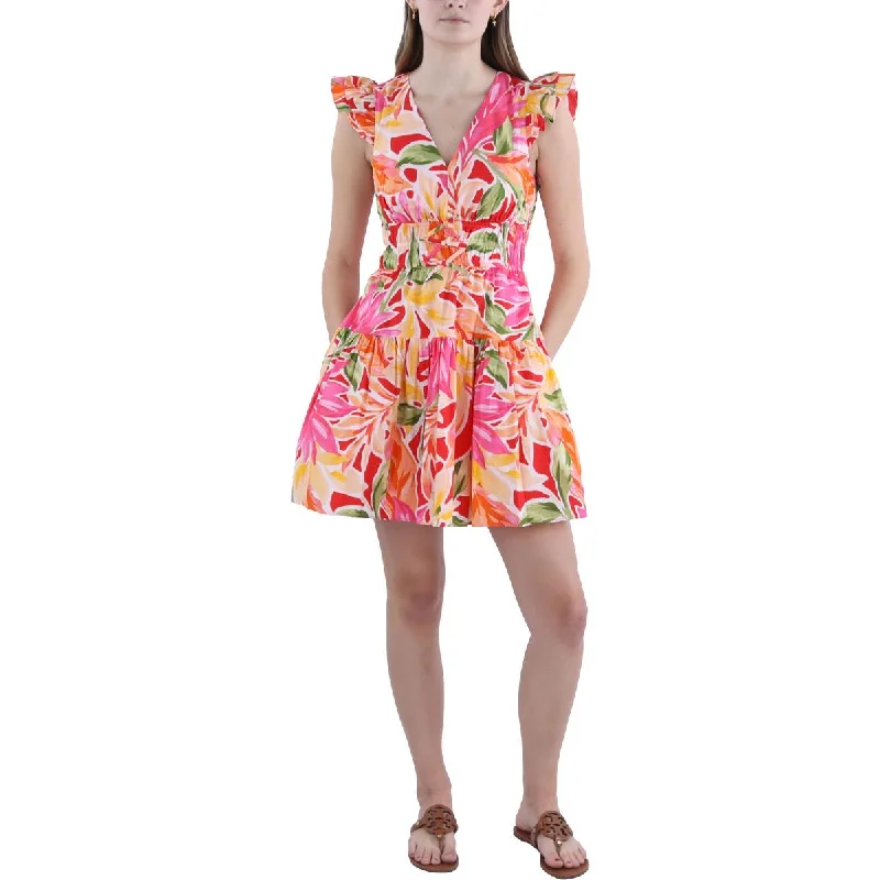 Women's Comfortable Garments Vince Camuto Womens Petites Floral Print Short Mini Dress