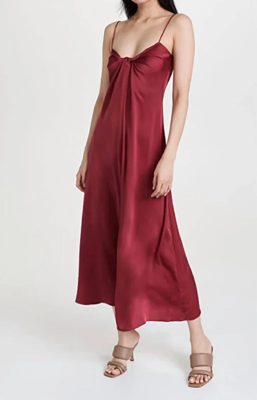Timeless Classics Berry Twist Front Slip Dress
