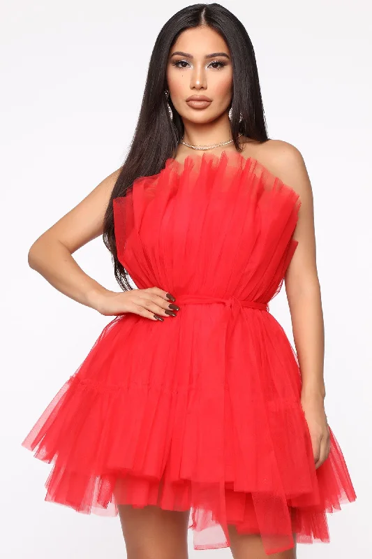 Flash Sale Clothing Exclusive Tulle Mini Dress - Red