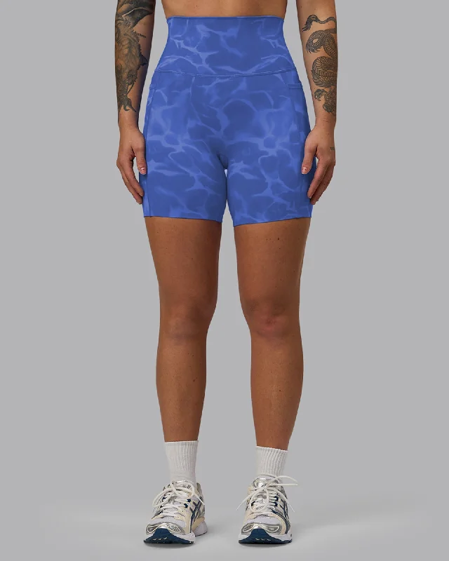 Relaxed Fit Women's Fashion Elixir Mid Shorts With Pockets - Tranquil-Power Cobalt