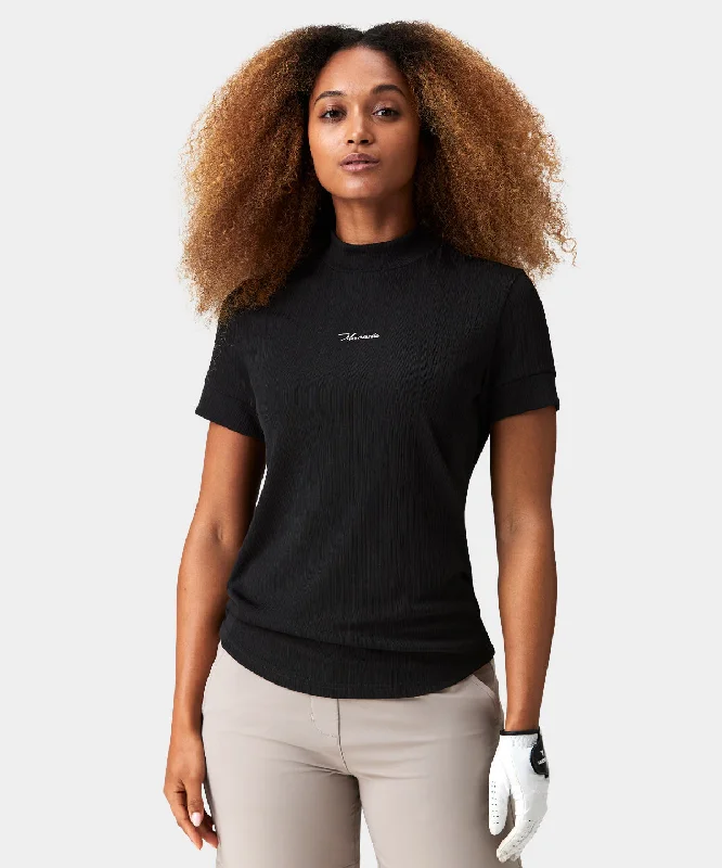 Women's Clothing Sets Black Mock Neck Shirt