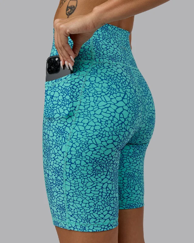 Stylish Women's Garments Fusion Bike Shorts With Pockets - Aquatic Awe Vitality Print