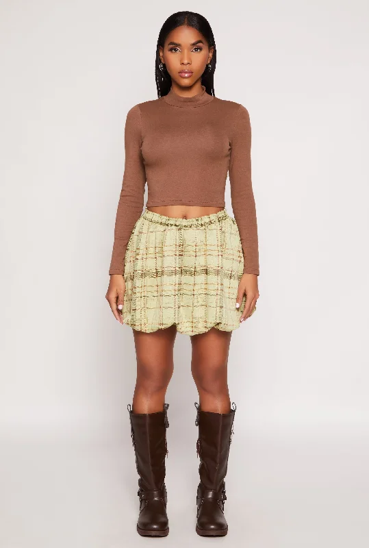 Women's Everyday Attire Plaid High Waisted Bubble Skirt