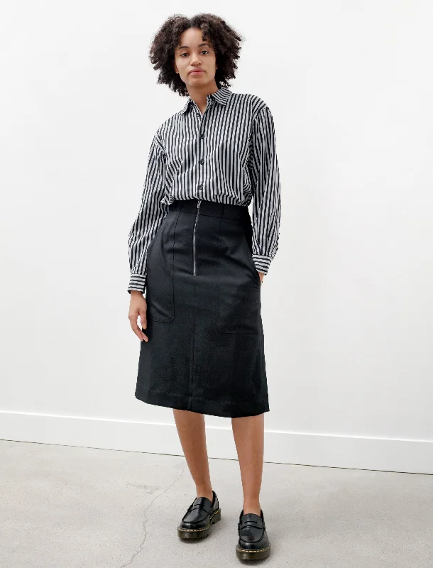 Women's Outfit For The Office Gado Dry Wool Twill Zip Skirt Black