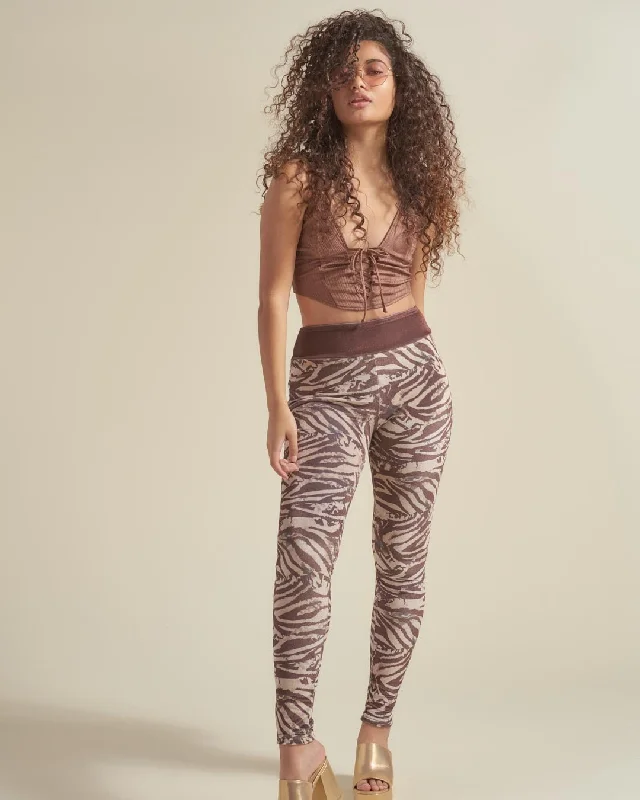 Women's Fashion Clothing Zebra High-Waisted Velvet Leggings | Women's