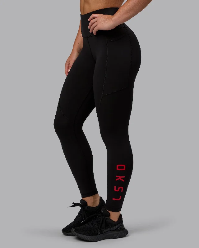 Women's Classic Attire Rep 7/8 Length Leggings - Black-Crimson