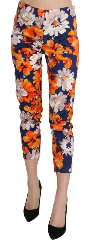 Comfortable Casual Women's Clothing LANACAPRINA  Floral Print Skinny Slim Fit Trousers Women's Pants