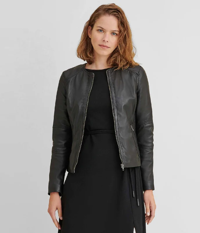 Best Online Boutiques Leather Jacket With Side Stitching