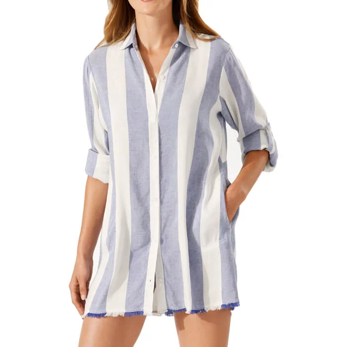 Elegant Women's Clothing Online Tommy Bahama Rugby Beach Stripe Boyfriend Shirt Dress Coverup - White