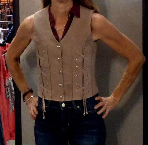 Women's Relaxed Outfit Ladies Brown Motorcycle Vest 1216brn