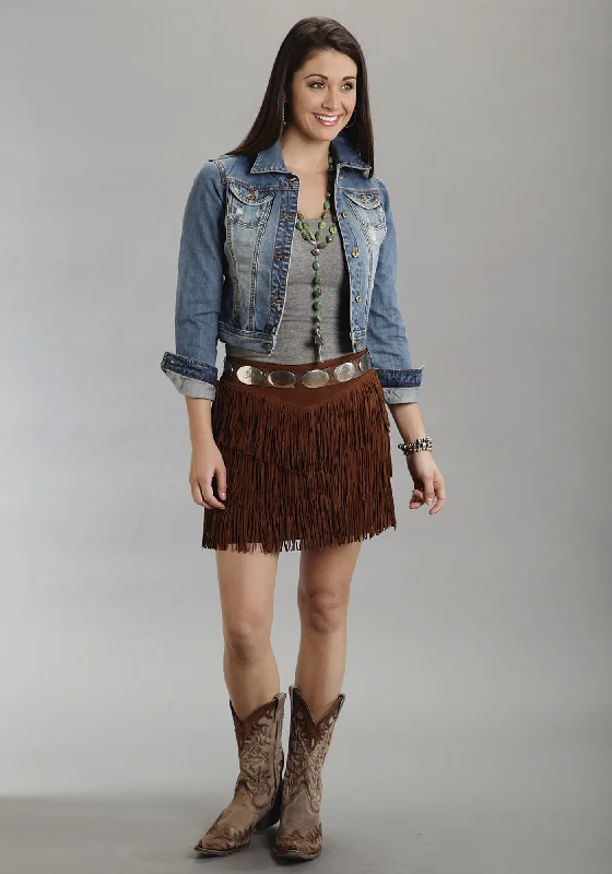 Women's Stylish Outerwear Stetson Womens Brown Mid Length Suede Leather Skirt Western Fringe Cowgirl Women's Stylish Outerwear Stetson Womens Brown Mid Length Suede Leather Skirt Western Fringe Cowgirl