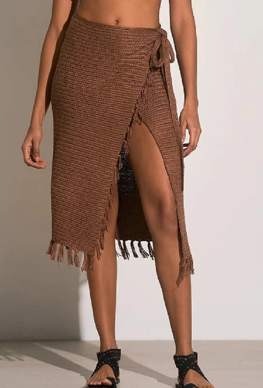 Women's Sporty Clothes Crochet Wrap Skirt In Brown