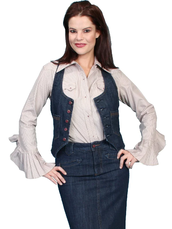 Comfortable Casual Women's Clothing Scully Womens Denim Cotton Blend Racer Back Skirt Suit