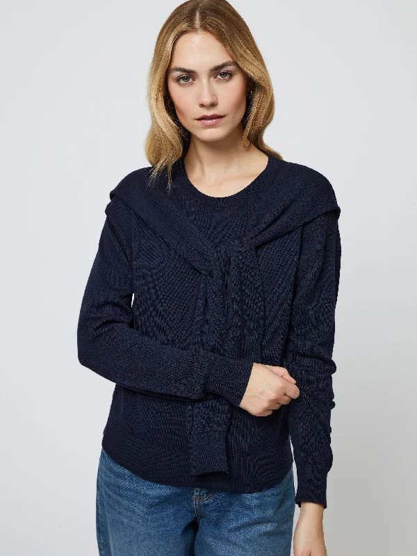 Trendy Athleisure Clothing For Women Cashmere Blend Tie Sweater