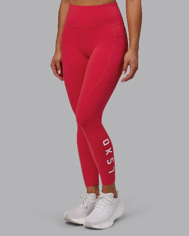 Women's Vintage-Inspired Outfit Rep 7/8 Length Leggings - Scarlet-White