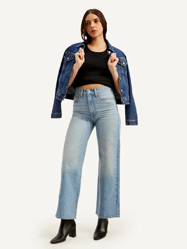 Trendy Women's Fashion Women's High Rise Straight fit Light Blue Jeans