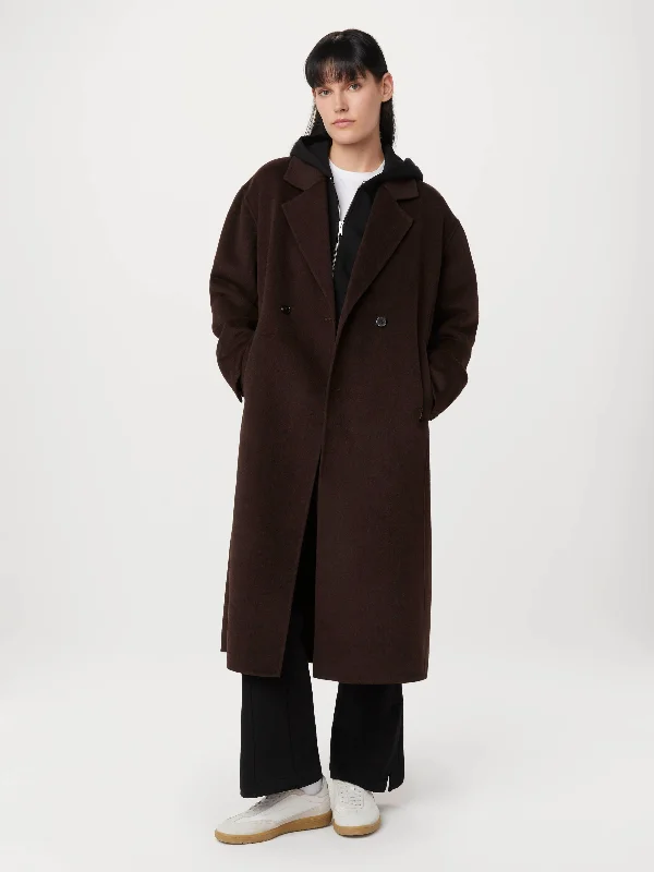 Affordable Women's Outfit The Margaret Recycled Wool Topcoat in Dark Chocolate