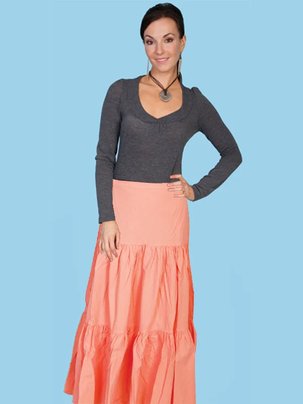 Flash Discount Scully Womens Peach 100% Cotton 3 Tier Skirt