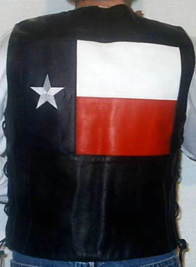 Women's Date Night Outfit Women's Leather Vest with Texas Flag Patch on Back TS7SL