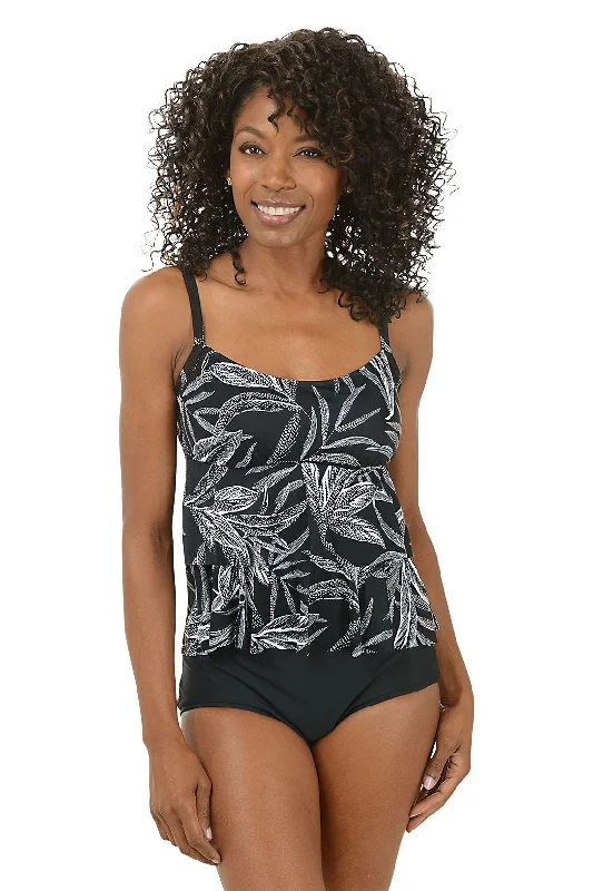 Women's Functional Outdoor Garments Leaf Encounter High-Low Ruffled Tankini Top