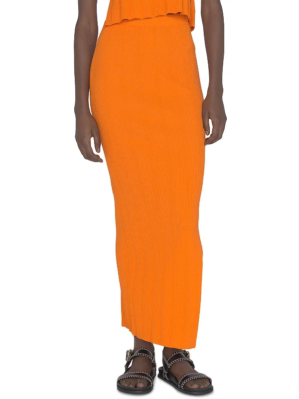 Affordable Women's Clothing Womens Ribbed Cut-Out Maxi Skirt