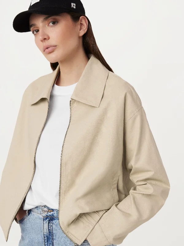 Top 10 Women's Online Clothing Stores The Zip Up Bomber Jacket in Light Beige