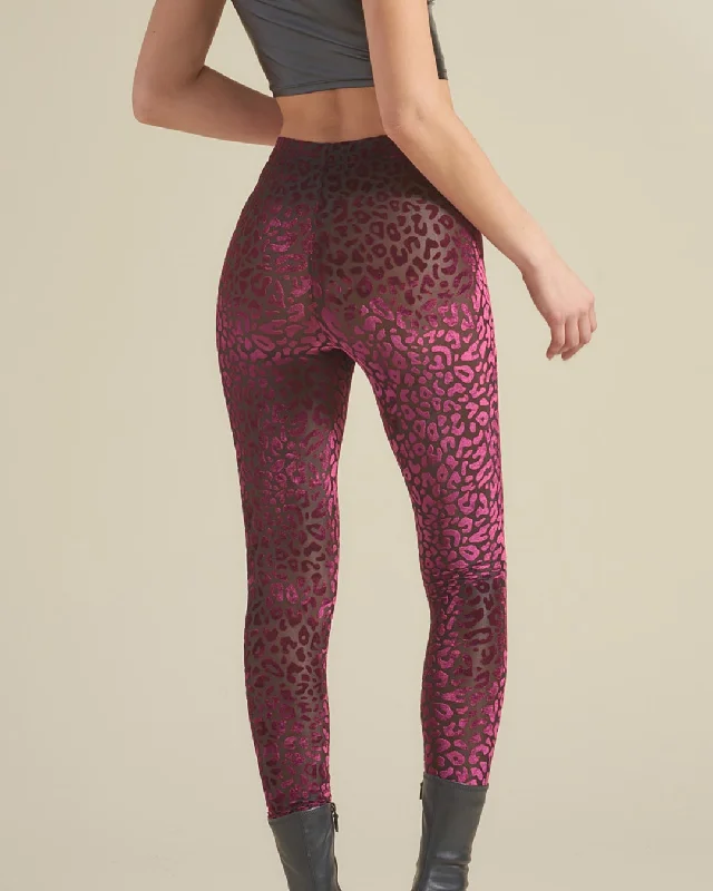 Women's Casual and Dressy Outfits Women's Velvet Leggings | Red Ruby Leopard