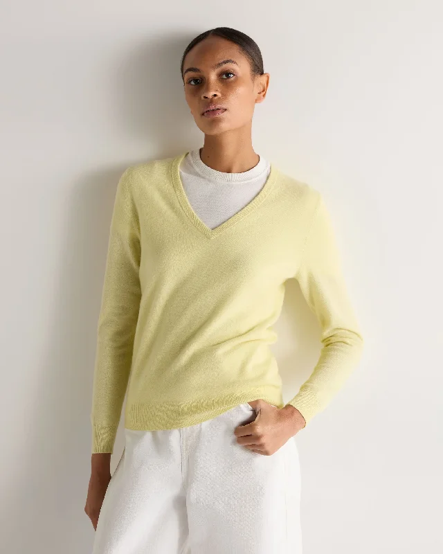 Women's High-Fashion Apparel Women's Phoebe V Neck Cashmere Sweater Granita Yellow Women's High-Fashion Apparel Women's Phoebe V Neck Cashmere Sweater Granita Yellow