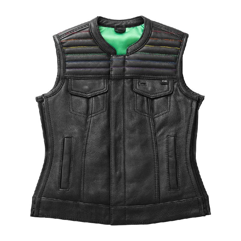 Modern Women's Fashion with Vintage Touches Garland Women's Club Style Motorcycle Leather Vest - Limited Edition